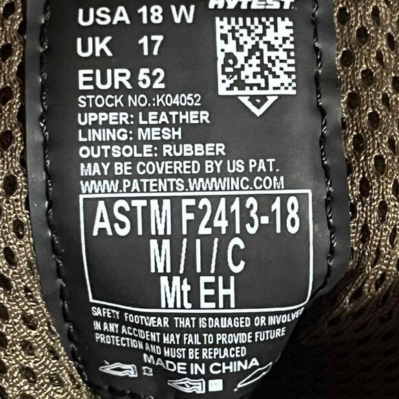 Hytest Footrest Massena High Heat Resistant Met Guard Composite Toe Men's sz 18W - Picture 6 of 8